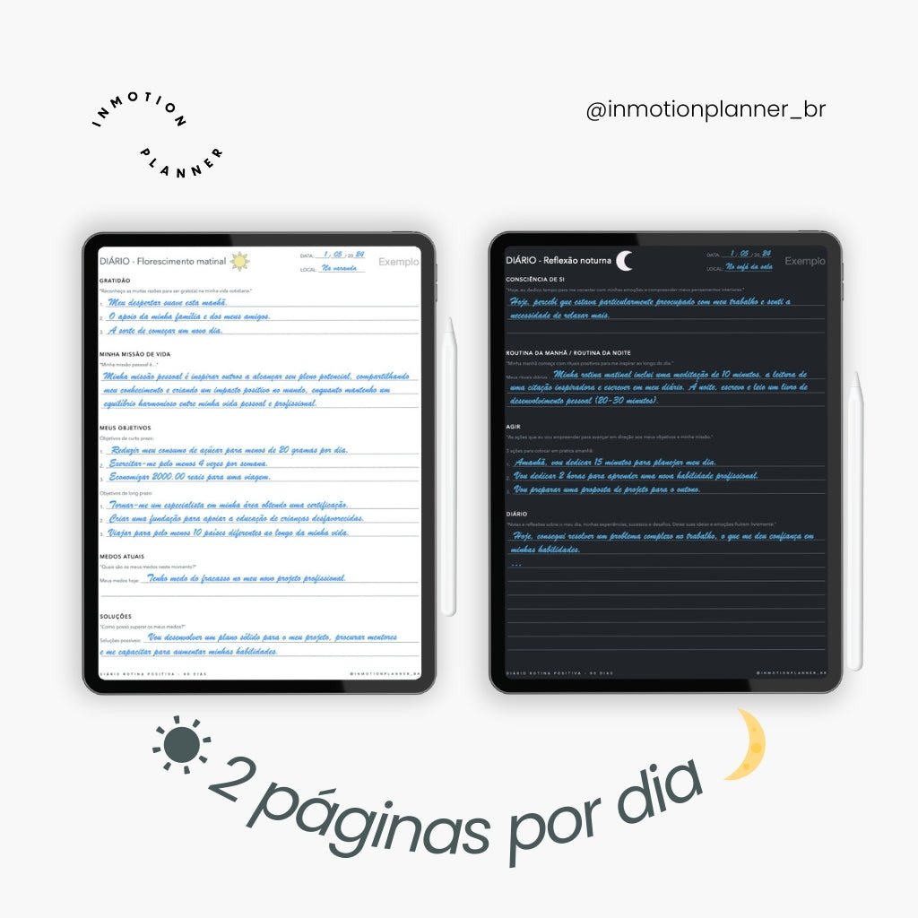 Diário Rotina Positiva - 90 dias | Diário digital em português - InMotion Planner