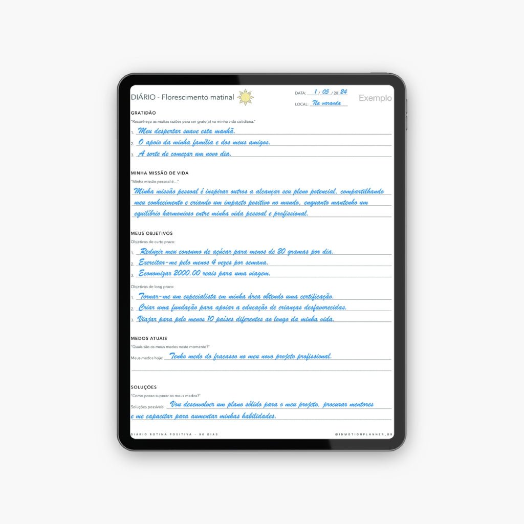 Diário Rotina Positiva - 90 dias (Portugais) - InMotion Planner