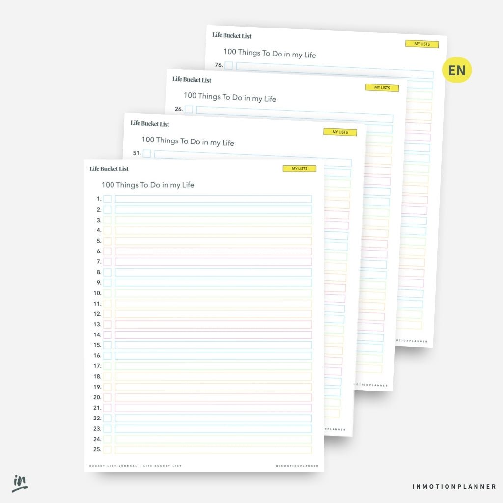 Journal Bucket List - InMotion Planner