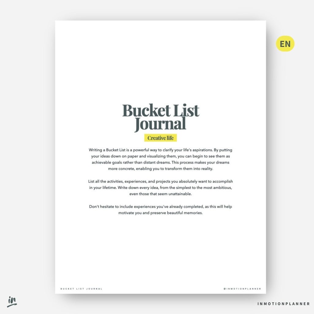 Journal Bucket List - InMotion Planner