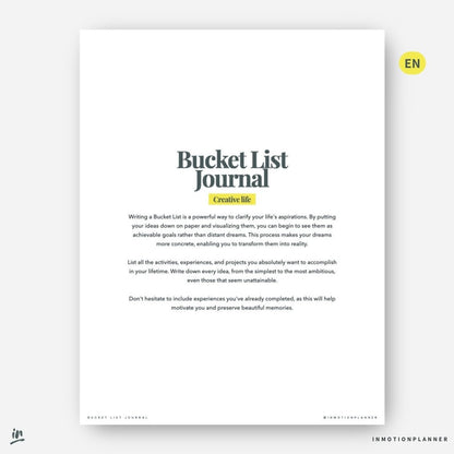 Journal Bucket List - InMotion Planner