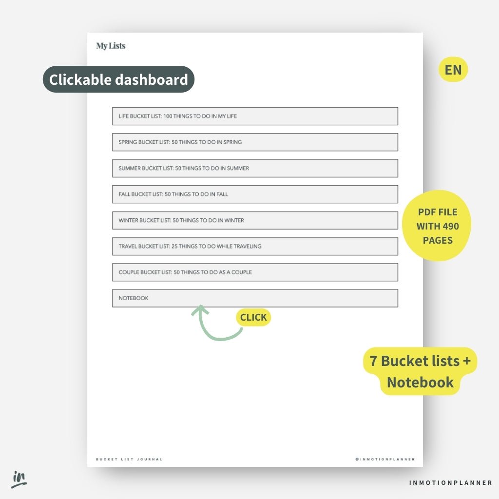 Journal Bucket List - InMotion Planner