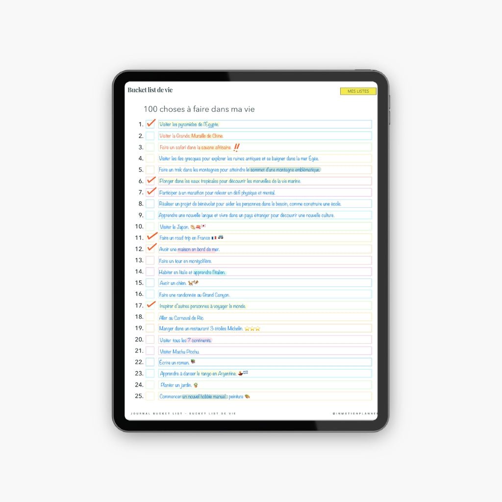 Journal Bucket List - InMotion Planner