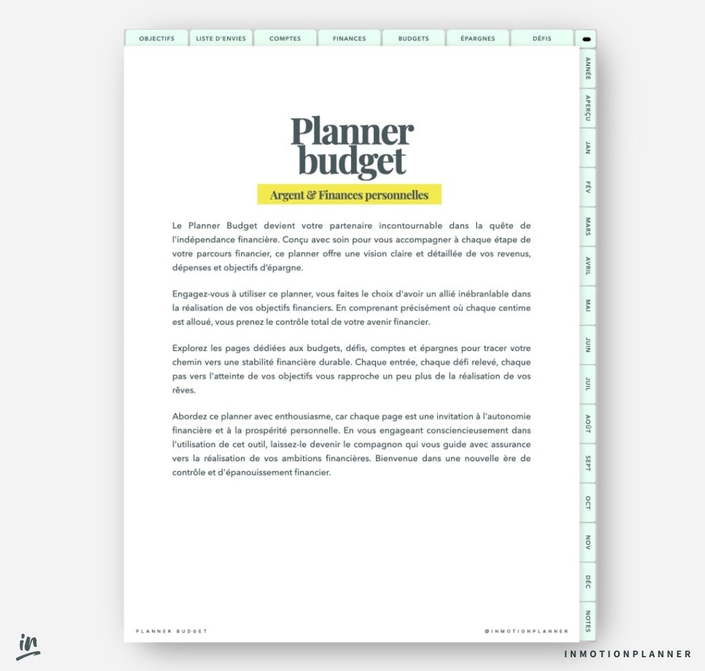 Planner Budget - InMotion Planner