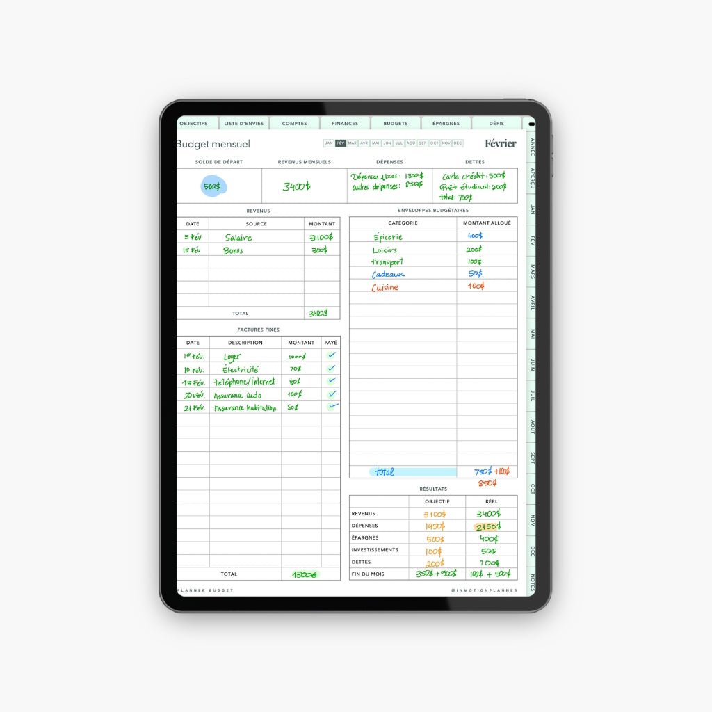 Planner Budget - InMotion Planner