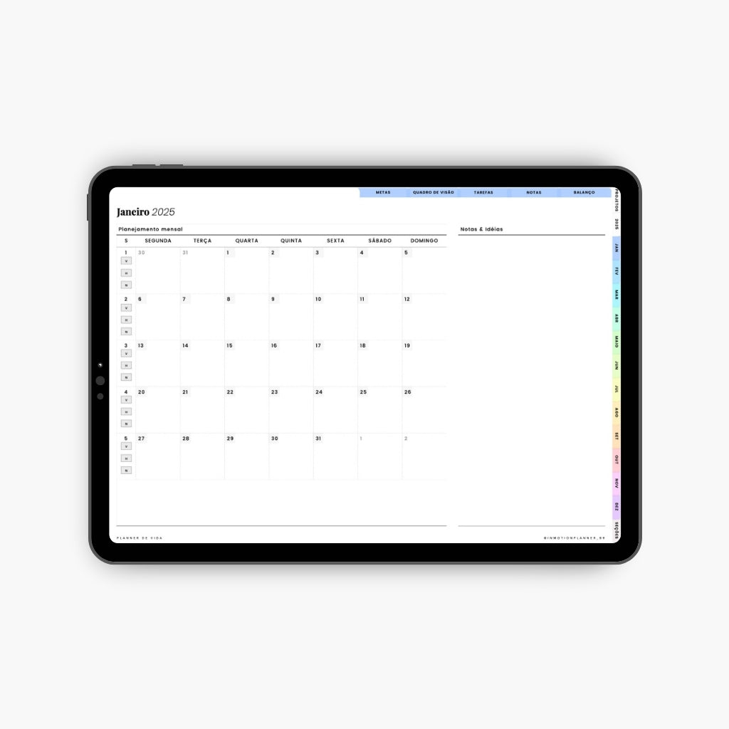 Planner digital 2025 - Planner de Vida - Horizontal - InMotion Planner