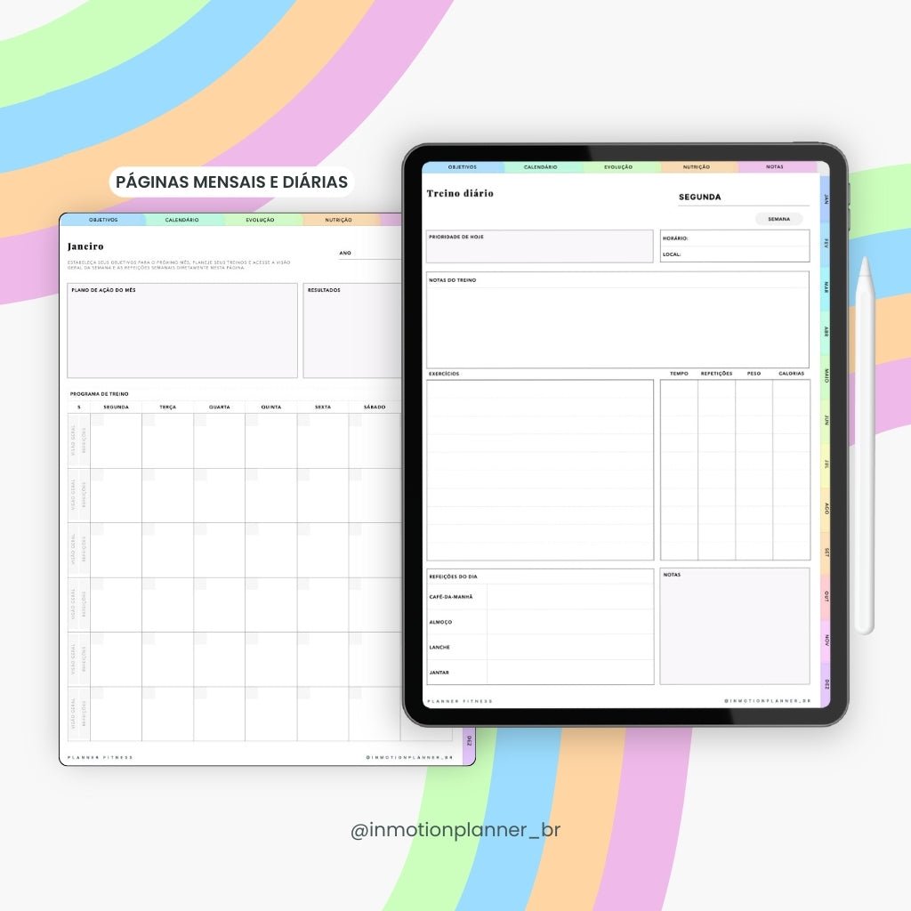 Planner Fitness Digital - Planner de Treino e Bem - Estar - InMotion Planner