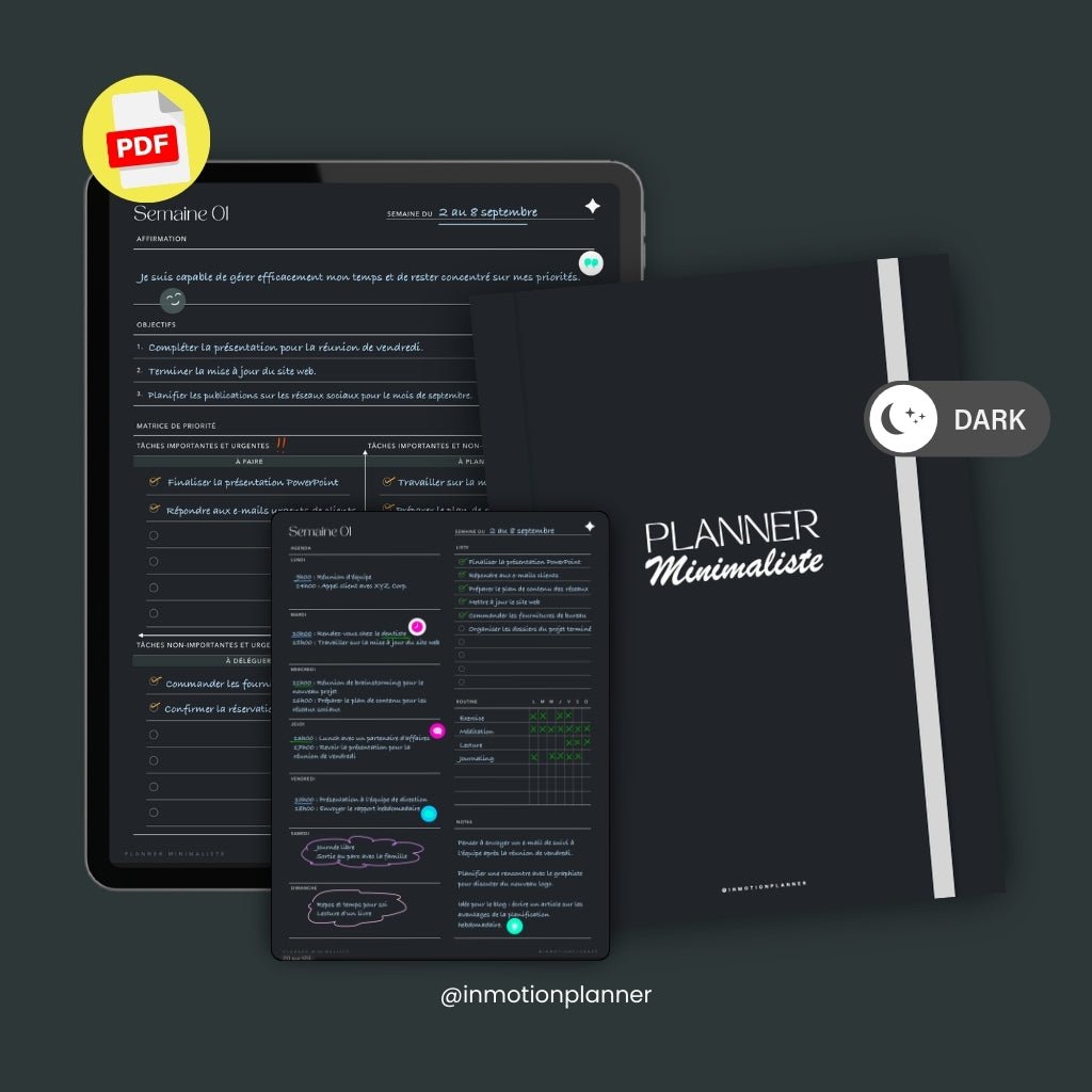 Planner Minimaliste non daté - 52 semaines - InMotion Planner