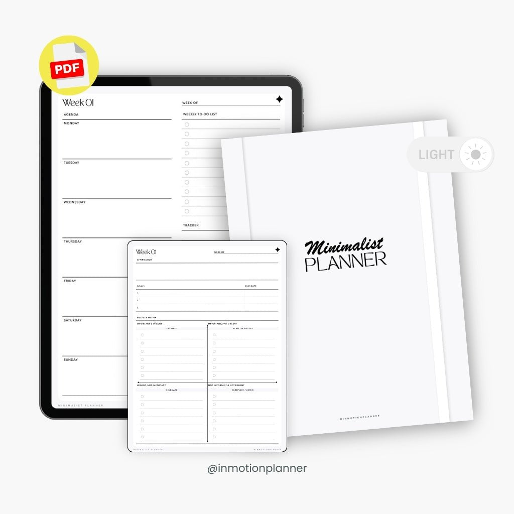 Planner Minimaliste non daté - 52 semaines - InMotion Planner