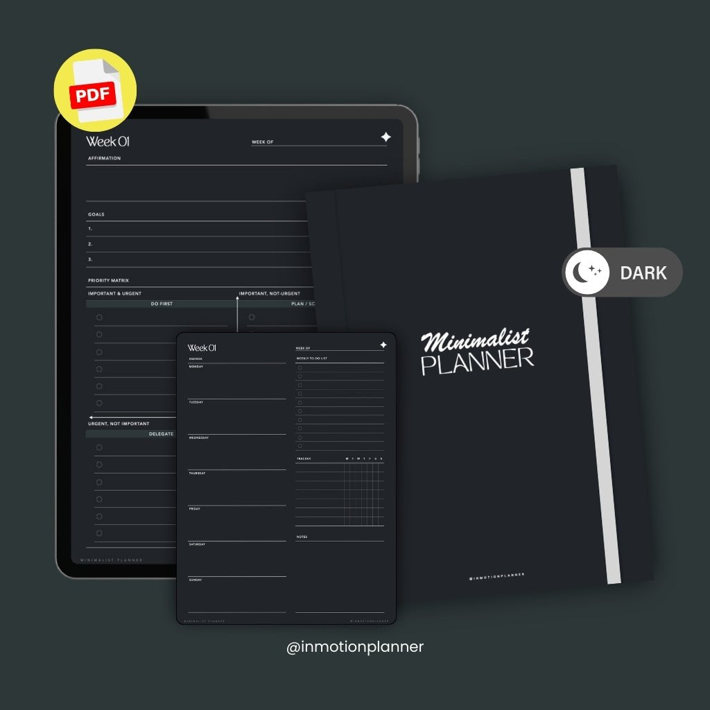 Planner Minimaliste non daté - 52 semaines - InMotion Planner