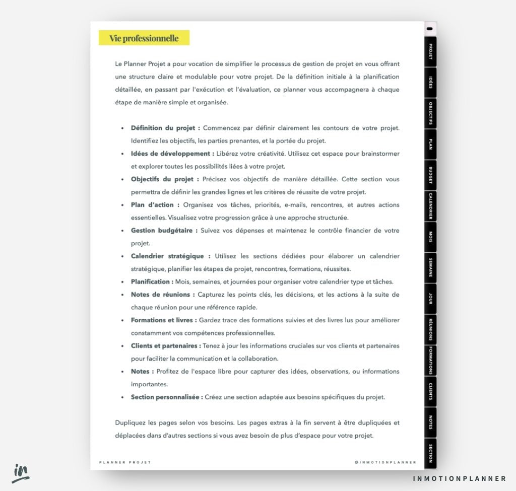 Planner Projet - InMotion Planner