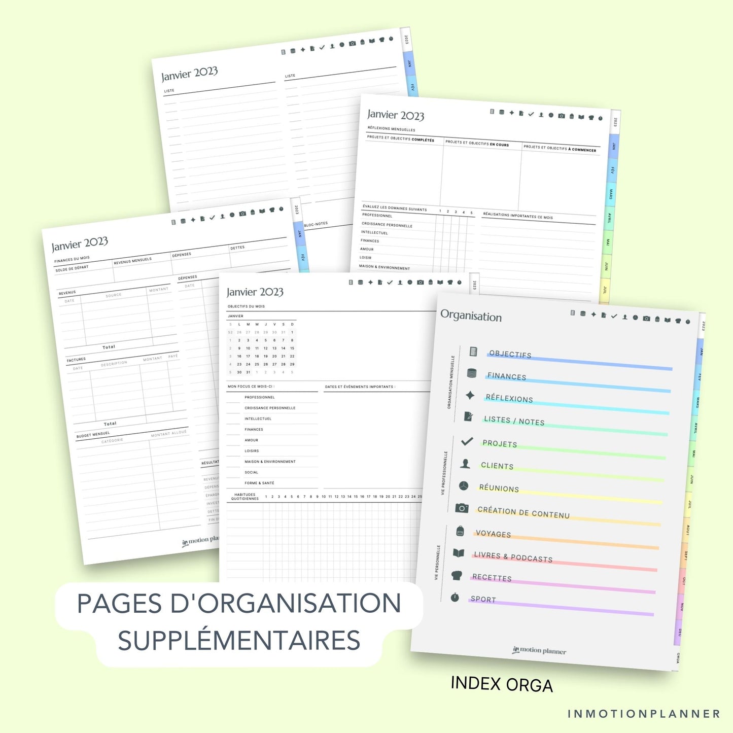 Pages d'organisation - InMotion Planner