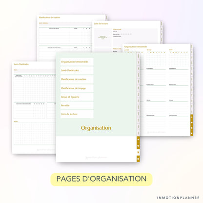 Pages d'organisation du Planner Bien-être InMotion Planner